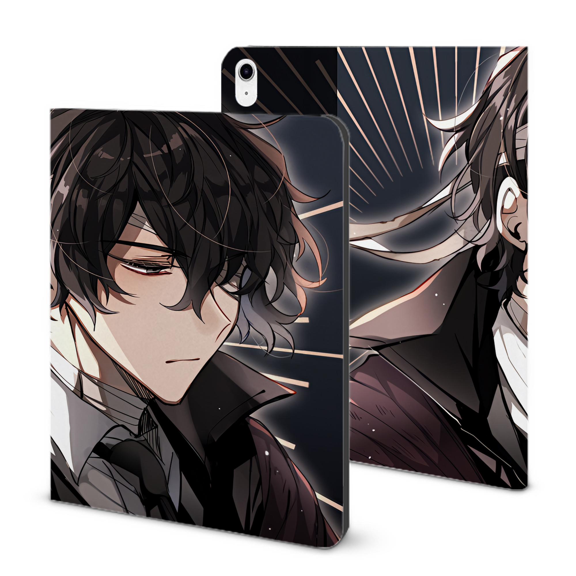 （画像用） 文豪ストレイドッグス Bungo Stray Dogs IPad ケース ブック型 PUレザー TPU 耐衝撃 軽量 薄型 ペン収納なし 全面保護 IPad 各モデル対応